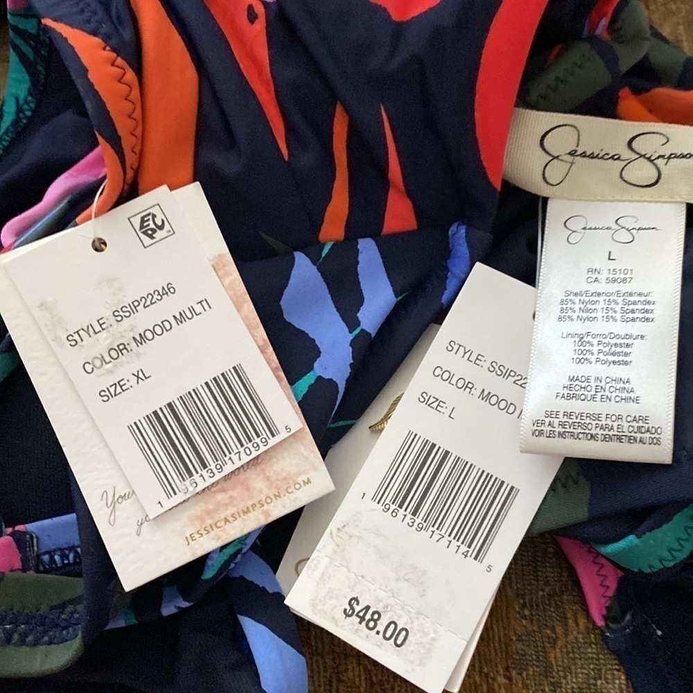 Jessica Simpson Tropical Navy MOOD MULTI Surfers paradise bikini size L/XL - Picture 5 of 5